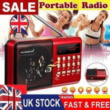 NetHong Rechargeable Mini Digital Portable FM Radio USB MP3 Music Player SD Card Speaker - Red - View 1