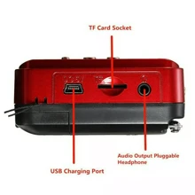 NetHong Rechargeable Mini Digital Portable FM Radio USB MP3 Music Player SD Card Speaker - Red - View 8