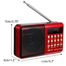 NetHong Rechargeable Mini Digital Portable FM Radio USB MP3 Music Player SD Card Speaker - Red - View 4