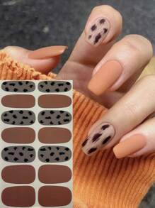 1 套豹纹 Y2K 前卫指甲贴纸，易于粘贴，带有重点线条的自粘贴花 - 彩色 - 查看 2