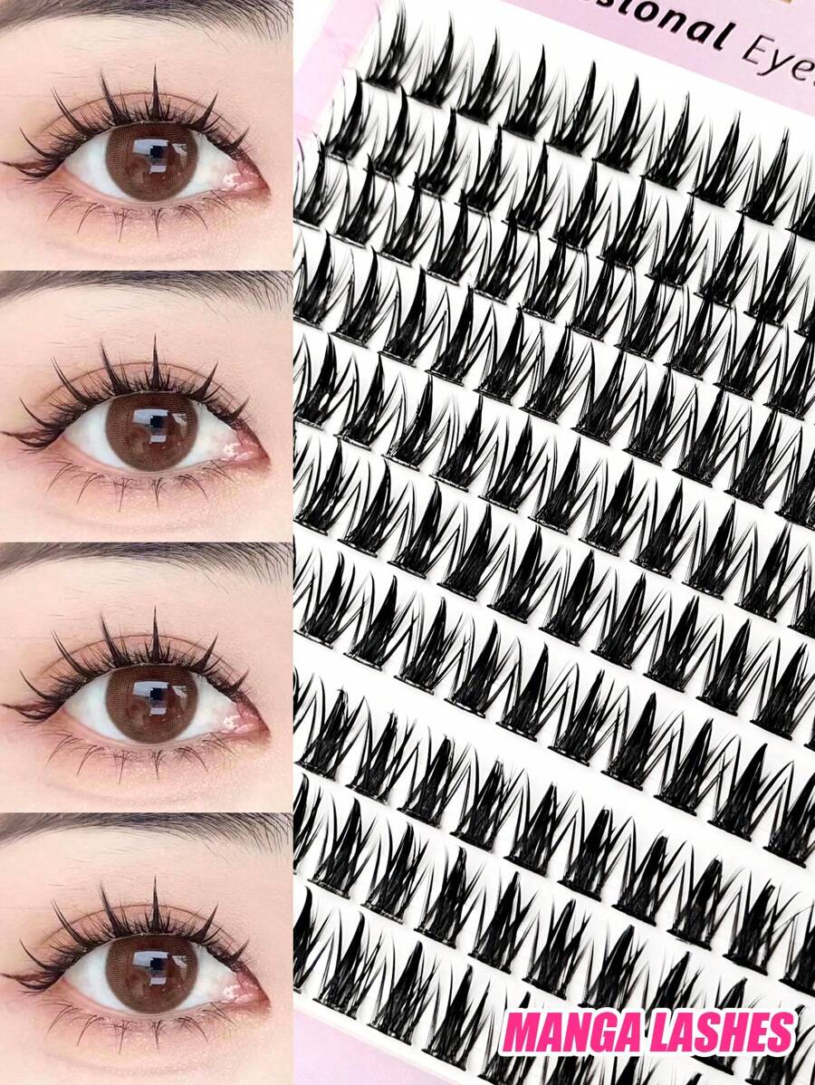 Asiteo 160pcs D-Curl Cartoon Style Individual False Eyelashes, Soft & Natural, Faux Mink Segmented False Lashes, Easy To Apply - D - 查看 1