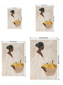 1/3 szt. Nieoprawione płótno plakat ścienny przedstawiający eleganckie afrykańskie postacie: kobietę z koszem owoców i dwie siedzące kobiety w środowisku pustynnym z kaktusem