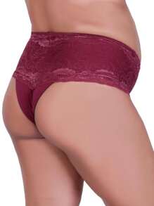 Cotton Girdle With Lace Detail Karen High-Rise Shaping Cotton Panties - Burgundy - View 2