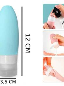 Kit 4 Cosmetic Bottles 90ml Silicone For Travel Portable Shampoo Cream Lotion Soap - Bộ 4 Frasco 90ml (AB-308) (1 Bộ) - Xem 4