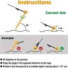 12 件装 7.87 英寸重型螺旋帐篷桩、地钉、帐篷锚，适用于天篷、露营、徒步旅行、海滩 - 橘色 - 查看 7