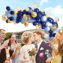 127 个海军蓝和金色金属乳胶气球，适用于生日派对、婚礼、毕业典礼、新娘送礼会、周年纪念、派对、婴儿送礼会、聚会、家居装饰、房间装饰、照片背景、新年、情人节、圣诞节 - 多色 - 查看 10