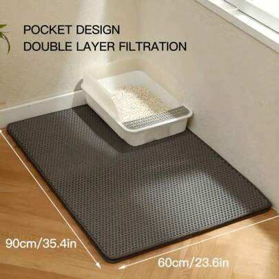 Dual-Layer Honeycomb Cat Litter Mat - Easy Clean, Non-Slip Base - Ideal For Litter Box And Pet Toilet Areas, Cat Litter Scoop, Please Refer To The Product Size