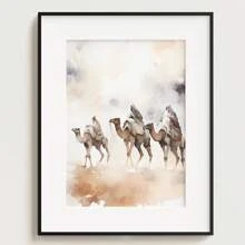 Set Of 3 Unframed Watercolor Jesus Poster Christian Xmas Festival Aesthetic Canvas Painting Print Minimalist Wall Picture For Dorm,Apartment,Living Room,Bedroom,Home Decoration,Behold The Lamb,Three Wise Men On Camels - Multicolor - View 2