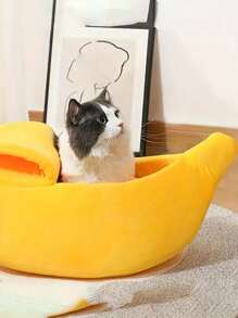 Uniwersalna zmywalna mata dla kota w kształcie domku dla zwierząt – miękka, zimowa, z uroczym wzorem gniazda bananowego, łatwa do czyszczenia, idealna dla Twoich futrzanych przyjaciół