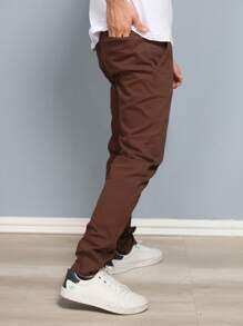Men's Colorful Trousers Tailored Sport Slim Knife Pocket Built-In Pocket - Café integral - Ver 4