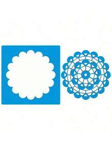 Stencil 14 X 14 Round Lace Hollow Out Template For Painting On Fabric MDF Wood Wall Floor Paper T-Shirt Dishcloth - trắng - Xem 4