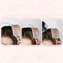 Bộ 3 lược tạo kiểu tóc tại nhà, lược chải tóc + gương vuông cổ điển, lược chải tóc tự làm tại nhà, dễ mang theo, thích hợp sử dụng tại nhà và khi đi du lịch - Hồng - Xem 3