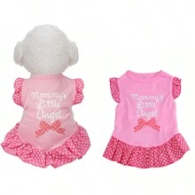 1 件可爱宠物猫/狗连衣裙，带褶边下摆，透气柔软公主裙适合小型/中型宠物，可机洗 - 粉色 - 查看 14