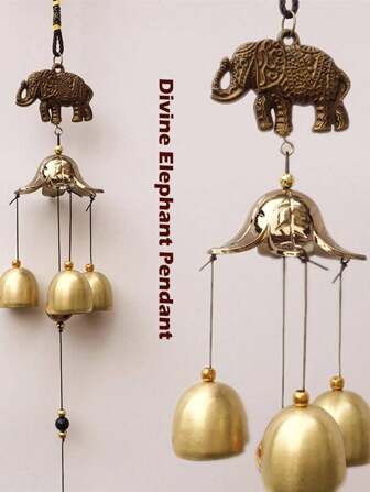 大象风铃，金属复古好运风铃，适用于户外花园室内房间风水风铃装饰中国金属风铃复古大象风水挂铃，适用于幸运户外花园露台挂饰家居挂饰，送给妈妈、女性、奶奶的生日礼物，装饰性纪念风铃，户外，适用于室内外、家居、草坪、门廊、露台、花园装饰、庭院装饰、家居装饰、房间装饰、墙壁装饰