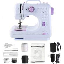 Máquina de coser mini para máquinas de coser portátiles con 12 patrones de puntada incorporados, ligera, pedal de pie de 2 velocidades - Morado - Tipo de Enchufe A USA (110-127V) - Ver 3