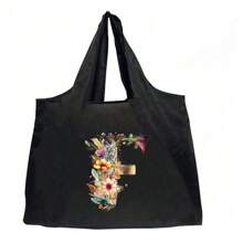 Túi mua sắm Túi Tote Túi gấp Tên viết tắt Họa tiết Túi xách Túi dã ngoại Túi đựng đồ tái sử dụng Túi xách tạp hóa Dung tích lớn để du lịch Túi Tote Túi đựng đồ in chữ cái viết tắt Túi đi biển Túi đeo vai, Đồ dùng học tập, Túi đi học, Túi Tote đi học, Nhẹ, Di động, Có thể gấp lại, Thích hợp cho Nữ sinh viên đại học, Hoàn hảo cho Ngày tựu trường - màu đen - Xem 18