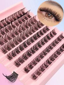 96pcs Cluster Lashes D Curl 0.07D Natural Long Individual Lash Clusters Wispy Daily Segmented Extension For Making Up Supply Natural Clusters - D - View 2