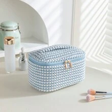 1 túi đựng mỹ phẩm họa tiết cô gái vàng cổ điển - Túi đựng đồ trang điểm nhung bền, không thấm nước, túi khóa kéo thời trang nữ, túi đựng mỹ phẩm đa năng, quà tặng lý tưởng cho chị em gái và bạn bè, hộp đựng bút chì học sinh di động, hộp đựng bút chì nhung, túi đựng đồ du lịch không cồn, túi đựng đồ ăn nhẹ mới lạ, túi đựng son môi, túi đựng đồ trang điểm có nắp lật - Màu xanh lam - Xem 2