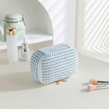 1 túi đựng mỹ phẩm họa tiết cô gái vàng cổ điển - Túi đựng đồ trang điểm nhung bền, không thấm nước, túi khóa kéo thời trang nữ, túi đựng mỹ phẩm đa năng, quà tặng lý tưởng cho chị em gái và bạn bè, hộp đựng bút chì học sinh di động, hộp đựng bút chì nhung, túi đựng đồ du lịch không cồn, túi đựng đồ ăn nhẹ mới lạ, túi đựng son môi, túi đựng đồ trang điểm có nắp lật - Màu xanh lam - Xem 4