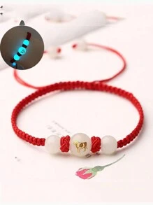 1 件十二生肖财富红绳编织手链，带夜光珠，手工礼物，新年配饰 - 生肖 - 查看 12