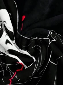 1pc Halloween Plush Throw Blanket, Soft Warm Cozy Blanket Suitable For AC, Home Leisure, Sofa, Nap, Camping And Travel, Halloween Gift - Blue - View 10