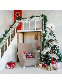 1 件人造闪光松果树枝，用于圣诞树装饰、DIY 花环、房间、圣诞节、派对主题、家居装饰、户外花园庭院圣诞树饰品、圣诞袜填充物 - 白色 - 查看 9