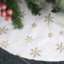 1 PIEZA Falda de árbol de Navidad de peluche blanco, alfombra circular para árbol de Navidad, alfombra de piel artificial con brillo dorado, adecuada para decoración navideña, mejor regalo, decoración del hogar, decoraciones navideñas, decoración de habitación, decoraciones navideñas de invierno, regalos de Navidad, decoración navideña