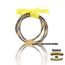 5 Stücke/Set Boho-Stil goldfarbenes Silikon mehrschichtiges Schleife Schleifenarmband Set für Damen, vielseitig gemischte Farben, geeignet für Strandparty-Outfits