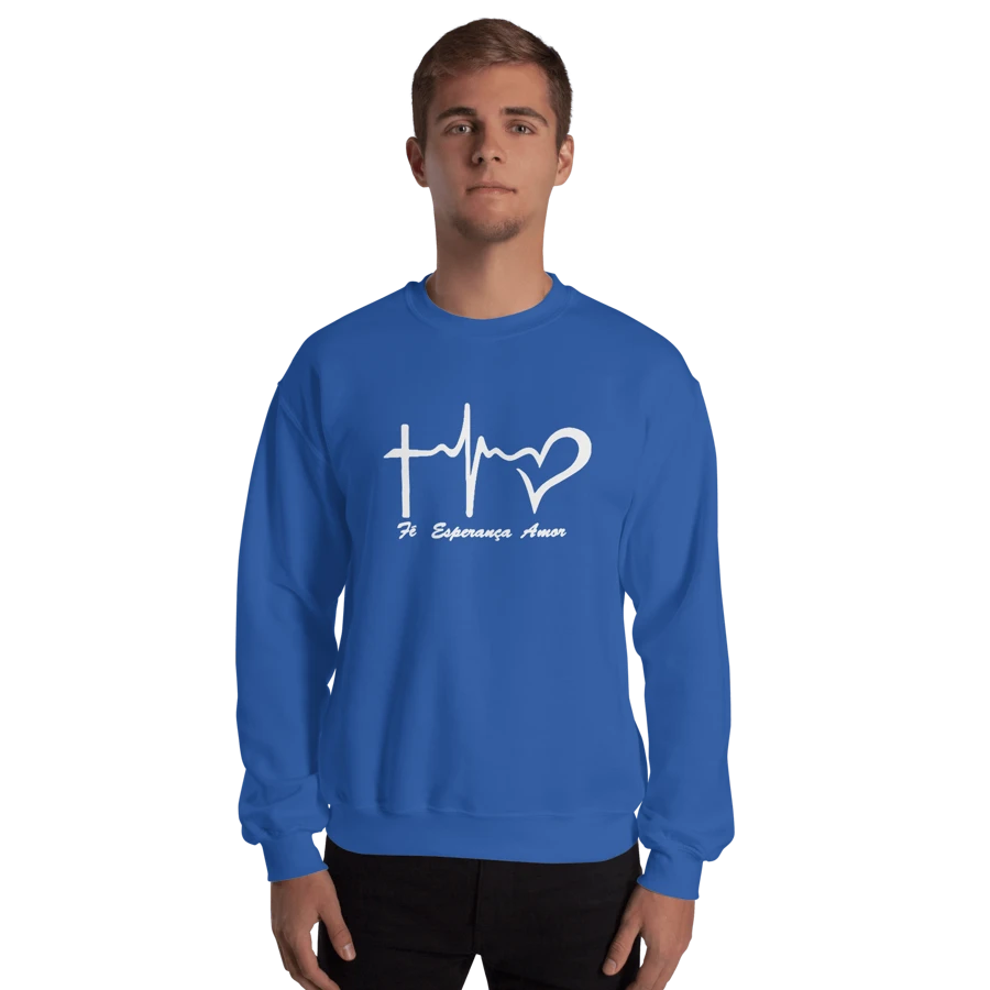 Blusa Moletom Fé, Esperança, Amor Ótima Qualidade Super Confortavél - Azul Royal - Visão 1