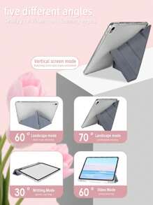 1 件透明铅笔槽可变形 Y 型折叠薰衣草平板电脑保护套，带多角度支架、内置笔槽、软边保护、磁性睡眠/唤醒、极简主义和休闲，兼容 iPad Mini4/Mini5th/Mini6/Air/Air2/9.7/10.2/10.5/10.9/Air4/Air5/11"/10th/12.9/Air11(M2)/Air13(M2)/Pro11(M4)/Pro13(M4) 12.9 英寸 Apple 型号，不含笔 - 燻衣紫 - 查看 4