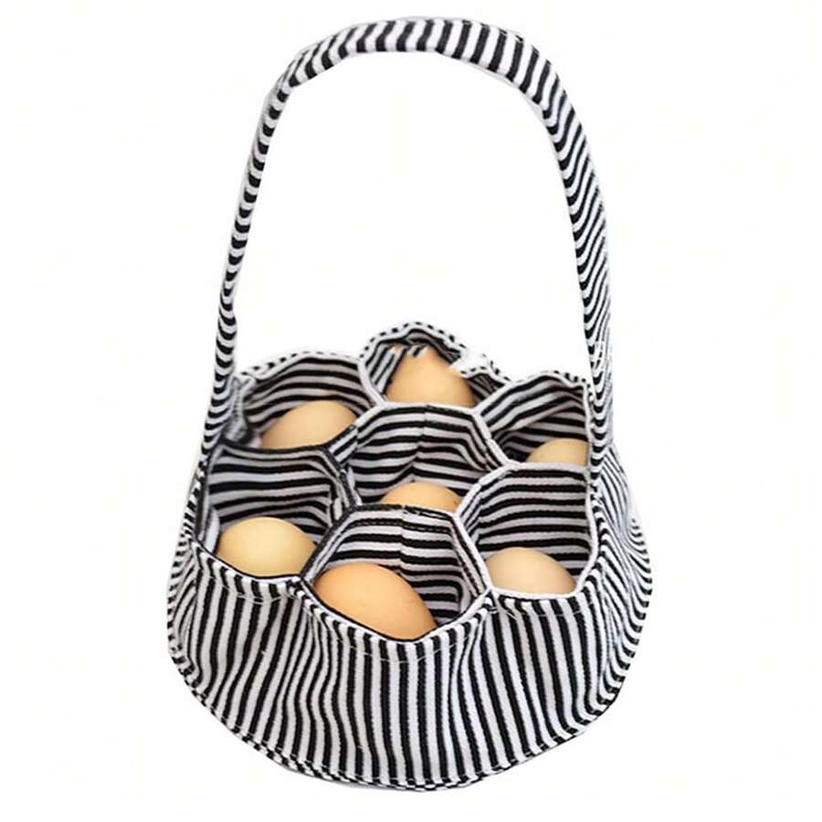 Fabric Egg Collecting Basket With 7 Pockets, Chicken Pattern Egg