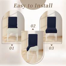 Ystyle Chair Covers With Backrest 4/6 Pieces, Stretch Chair Cover, Universal Chair Covers For Dining Room Kitchen, Washable Removable, Easy To Clean And Durable - Navy Blue - View 5