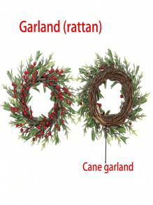 1 件棕色藤条花环装饰，圣诞花环苔球装饰，摄影道具，适用于圣诞节、派对、活动装饰 - 彩色 - 查看 3