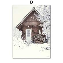 1 buc. Pictură pe pânză, modern, la modă, peisaj de iarnă, copac, elan, cerb, veveriță, pin, casă din lemn, câmp, peisaj, model, afișe pentru decorarea interioară, sufragerie, dormitor, fundal, artă de perete, imagine de design, cadouri funky, fără cadru