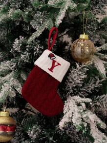 1件 26个字母白色组合雪花爪印装饰针织圣诞袜圣诞树垂饰羊毛字母袜装饰品节日餐桌装饰家居装饰圣诞装饰品家居圣诞礼物圣诞装饰 - 多色 - 查看 9