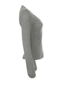 Women Y2k Button Front Knit Tops Long Sleeve Lace Patchwork Slim Fit Blouse Tops Fairy Grunge T-Shirts Streetwear Aesthetic Clothes Fall Spring Streetwear 2000s - 灰色 - 查看 4