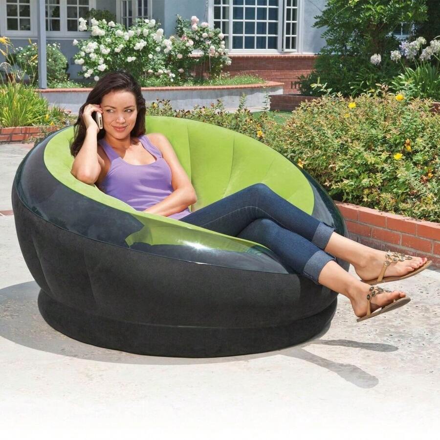 Empire Inflatable Blow Up Lounge Dorm Camping Chair For Adults, Lime Green - 1 - View 1
