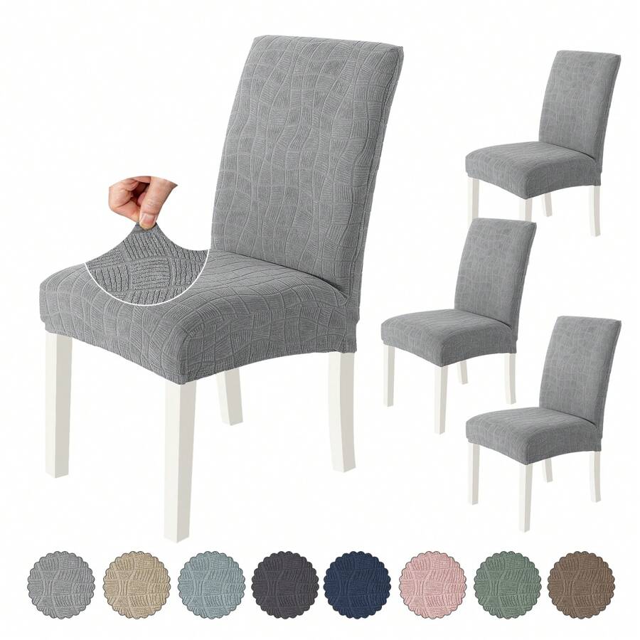 Ystyle Chair Covers With Backrest 4/6 Pieces, Kitchen Chair Covers, Stretch Chair Cover, Universal Dining Room Chair Covers, Washable Removable, Easy To Clean - Light Grey - View 1