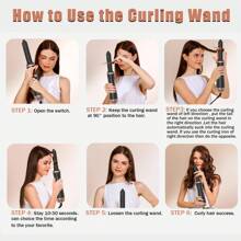 6 In 1 Automatic Hair Curler Set With Hot Brush & Strong Negative Ion, Curl, Wave & Straighten Hair