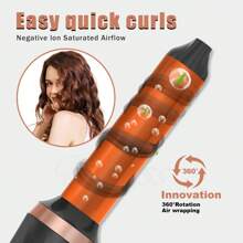 6 In 1 Automatic Hair Curler Set With Hot Brush & Strong Negative Ion, Curl, Wave & Straighten Hair