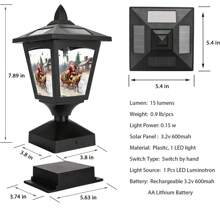 Solar Post Lights Outdoor, LED Lights With Pattern,2 Pack, Exterior Black Solar Powered Fence Post Light Fixtures For Outside Wood Fence Posts,Pathway,Deck,Halloween/Thanksgiving/Christmas,Decoration - Santa EIK - View 4
