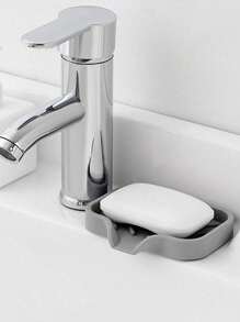 1pc Silicone Drain Rack,Kitchen Sink Splash Guard - Silicone Faucet Handle Drip Filter Tray, Dishwashing Soap Dispenser, And Sponge Holder Pad Behind The Faucet, Kitchen Small Tool Sink Accessories Suitable For Kitchen Countertops And Bathrooms