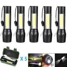 5/4/3pza Lampara Tactica Recargable Led 2000l Linterna Lateral Color de la linterna Negro,3 modos de iluminación, estiramiento y enfoque frontal y posterior, con cable USB y caja de plástico,fácil de transportar e imprescindible para la iluminación exterio,Lámpara Militar para Acampar, Defensa Personal, Pedir Ayuda - Negro - Ver 1