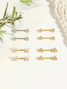 2 件装时尚欧美风格不锈钢轴女士乳头环