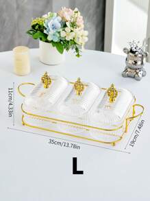 1 套，2/3 层豪华带盖水果盘，家用小吃托盘，客厅模块化水果盘，茶室塑料糖果罐，小吃托盘，家居餐桌装饰 - 彩色 - 查看 3