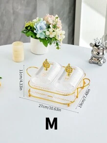 1 套，2/3 层豪华带盖水果盘，家用小吃托盘，客厅模块化水果盘，茶室塑料糖果罐，小吃托盘，家居餐桌装饰 - 彩色 - 查看 2