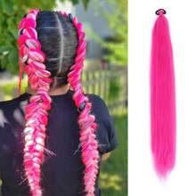 26 Inch Ponytail Hair Extensions With Elastic Band, Straight Smooth Wrapped Braid Extensions, Natural Soft Synthetic Hair, Sexy Ombre Color, Halloween - Multicolor - View 24