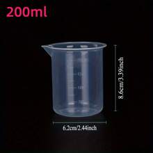 5pcs Clear Plastic Beaker Set 50-250ml For Laboratory Chemicals, Resin Casting, Kitchen Baking Measurement - Durable Polypropylene Liquid Metering Tool For Cooking And Medical Experiments - White - View 9