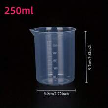 5pcs Clear Plastic Beaker Set 50-250ml For Laboratory Chemicals, Resin Casting, Kitchen Baking Measurement - Durable Polypropylene Liquid Metering Tool For Cooking And Medical Experiments - White - View 10