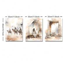 Set Of 3 Unframed Watercolor Jesus Poster Christian Xmas Festival Aesthetic Canvas Painting Print Minimalist Wall Picture For Dorm,Apartment,Living Room,Bedroom,Home Decoration,Behold The Lamb,Three Wise Men On Camels - Multicolor - View 7